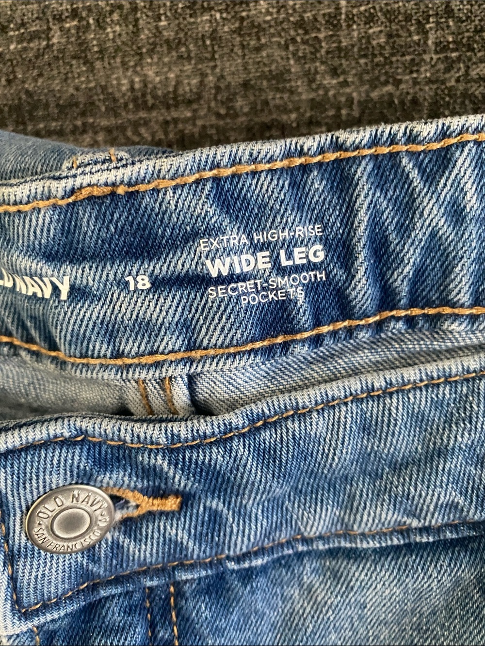 NWT Old Navy Extra High Rise Eide Leg Secret Smooth Pockets Medium Blue 18 - Picture 5 of 13